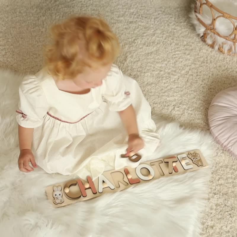 Personalized Name Puzzle Montessori Toys, Wooden Name Puzzle, Baby Toy - Baby Gift Sets - Eco-Friendly Materials 