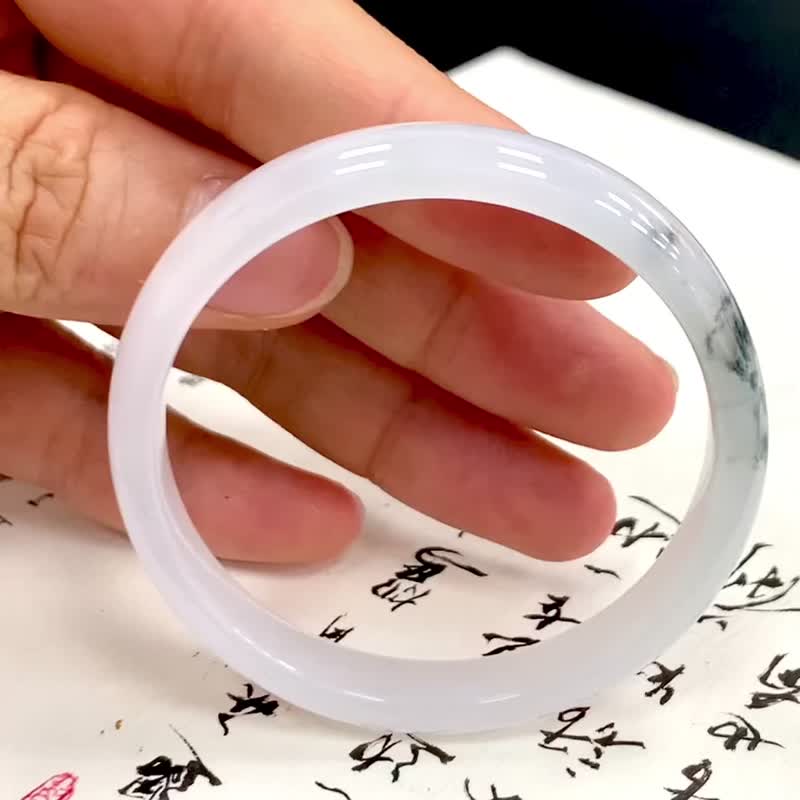 冰種 天然翡翠 緬甸 A玉 玉鐲 • 冰種飄花翡翠福鐲 - 手鍊/手環 - 玉石 粉紅色