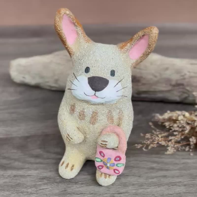アメリカから輸入されたLu Rabbitの陶器の花瓶/ギフト/手塗りの手描きの粘土は、唯一のオリジナルです。 - 花瓶・植木鉢 - 陶器 多色