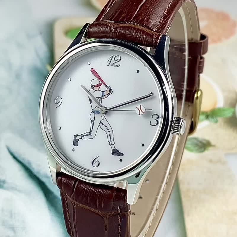 Baseball Watch Men Watch Women Watch Personalized Watch Free shipping - นาฬิกาผู้ชาย - โลหะ ขาว