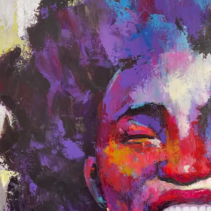 Original Woman Oil Painting Abstract Female Portrait Colorful Artwork Decor - 壁貼/牆壁裝飾 - 壓克力 多色