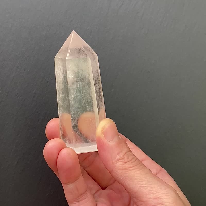 能量擺件-天然雪花冰透體彩虹白水晶能量柱 淨化 冥想 消磁淨化 - 其他 - 水晶 白色