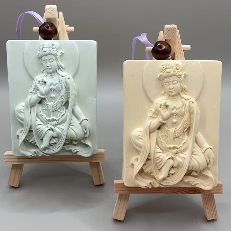 Cement Buddha XII Desktop Decoration w/Easel - Items for Display - Other Materials White