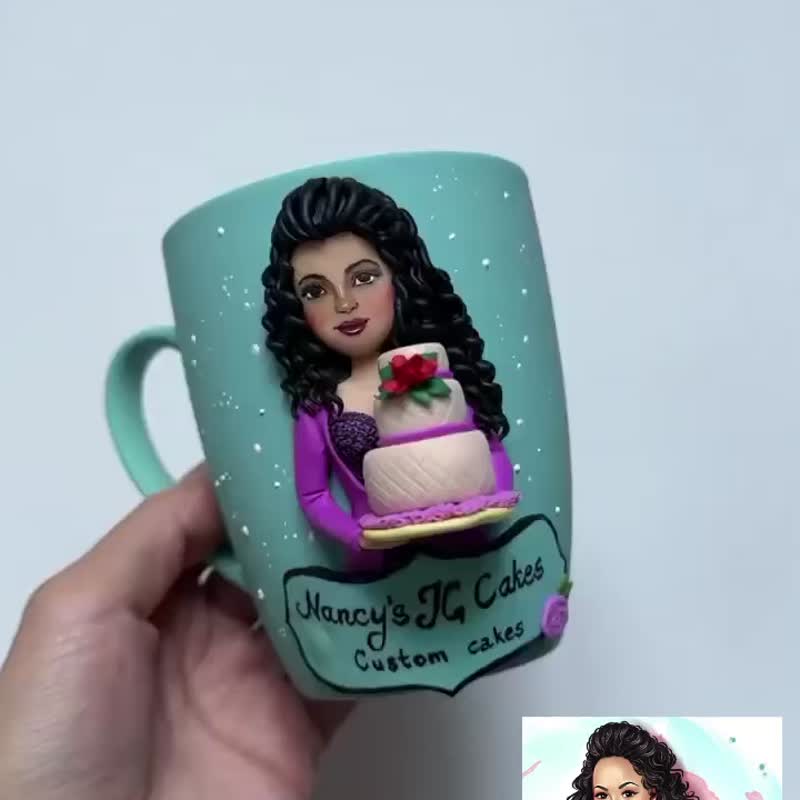 Family character decor mug. Portrait mug. Personalized gift idea for occasion - Pottery & Ceramics - Glass Multicolor