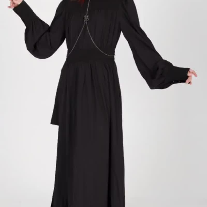Gothic Pentagram Ceremony Dress - One Piece Dresses - Other Materials Black