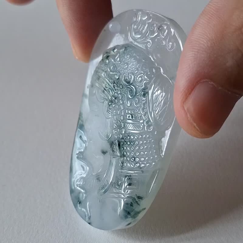 京劇花旦白底飄花吊墜 | 天然緬甸A貨翡翠玉器 - 項鍊 - 玉石 
