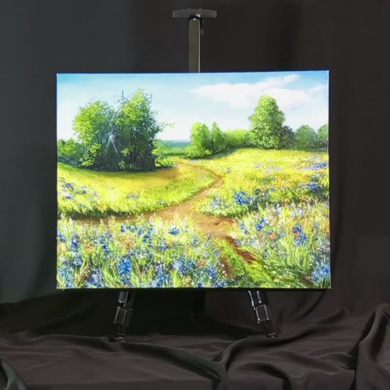 夏季景观。 不是印刷。 油画。 40厘米x50厘米画在画布上的油。 - 海報/掛畫/掛布 - 其他材質 黃色