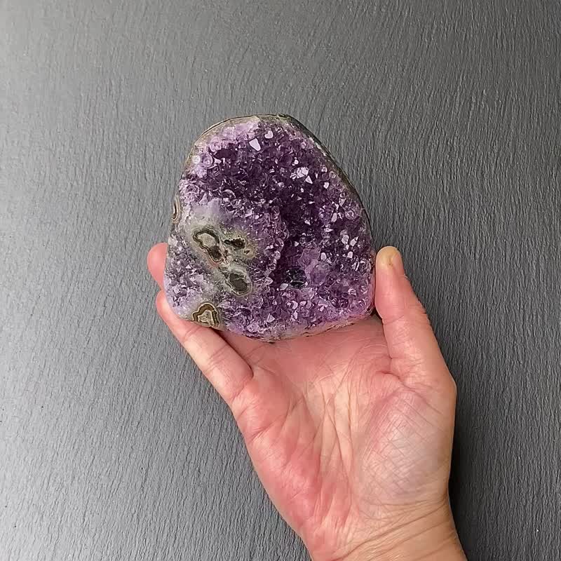 招財開運-天然原礦異象財眼紫晶鎮共生黑碧璽   紫水晶 快速出貨 - 擺飾/家飾品 - 水晶 紫色
