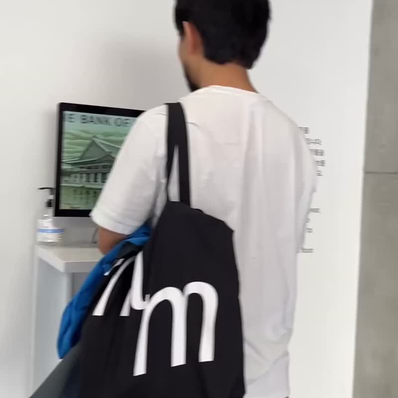 現貨 - 韓國品牌 MINMIN 兩用大容量托特包 - 黑色 - 側背包/斜背包 - 棉．麻 黑色