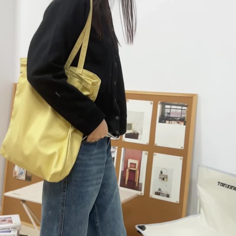 sobag Japanese casual large-capacity solid color canvas shoulder bag women's retro all-match commuter environmentally friendly shopping bag - กระเป๋าแมสเซนเจอร์ - ผ้าฝ้าย/ผ้าลินิน สีน้ำเงิน