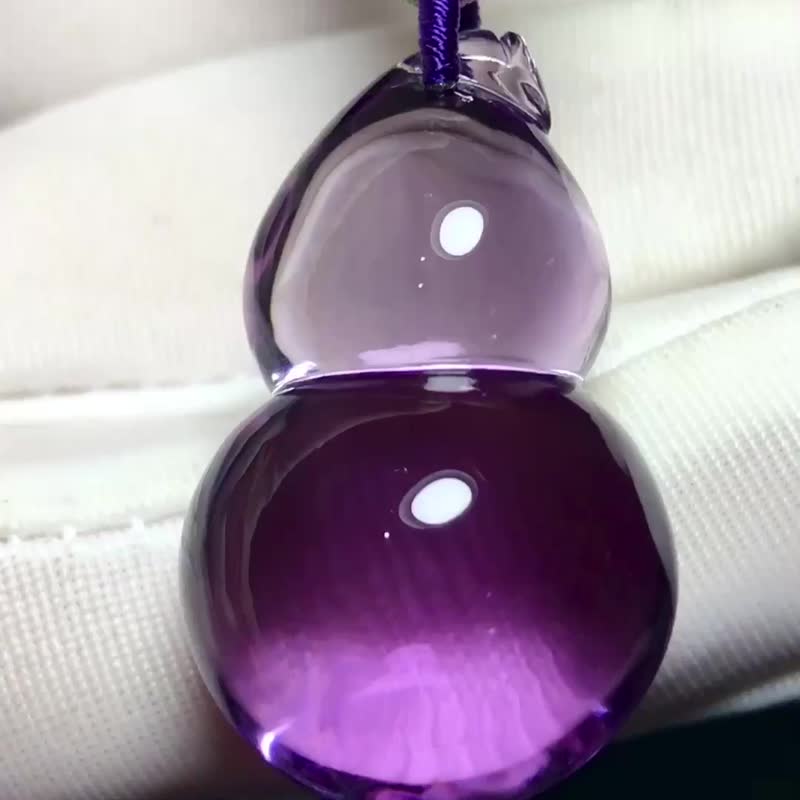 紫水晶葫蘆  絕美純天然紫水晶葫蘆吊墜   晶體透徹   雕工精美大 - 吊飾/掛飾 - 玉石 