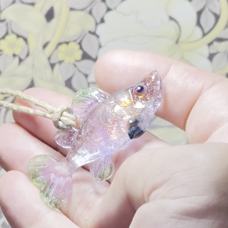 Glass fish pendant 2407133 - สร้อยคอ - แก้ว สีม่วง