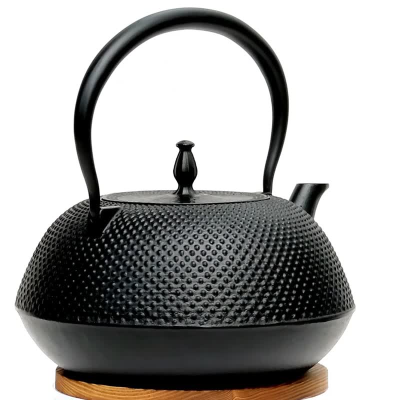南部鐵器 鐵瓶 鐵壺 平形Arare1.5L  IH對應 日本製 - 茶壺/茶杯/茶具 - 其他金屬 黑色