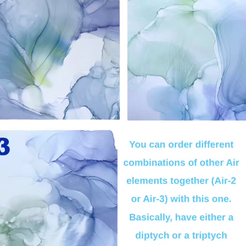 Air - 5, 4 Elements, painting prints, blue abstract wall art - Wall Décor - Other Materials Blue