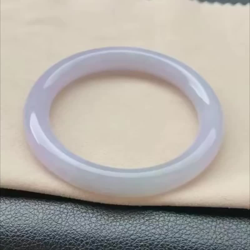 冰種翡翠天然翡翠玉鐲A玉手鐲 玉鈪 • 糯冰種薰衣草翡翠圓鐲 - 手鍊/手環 - 玉石 紫色