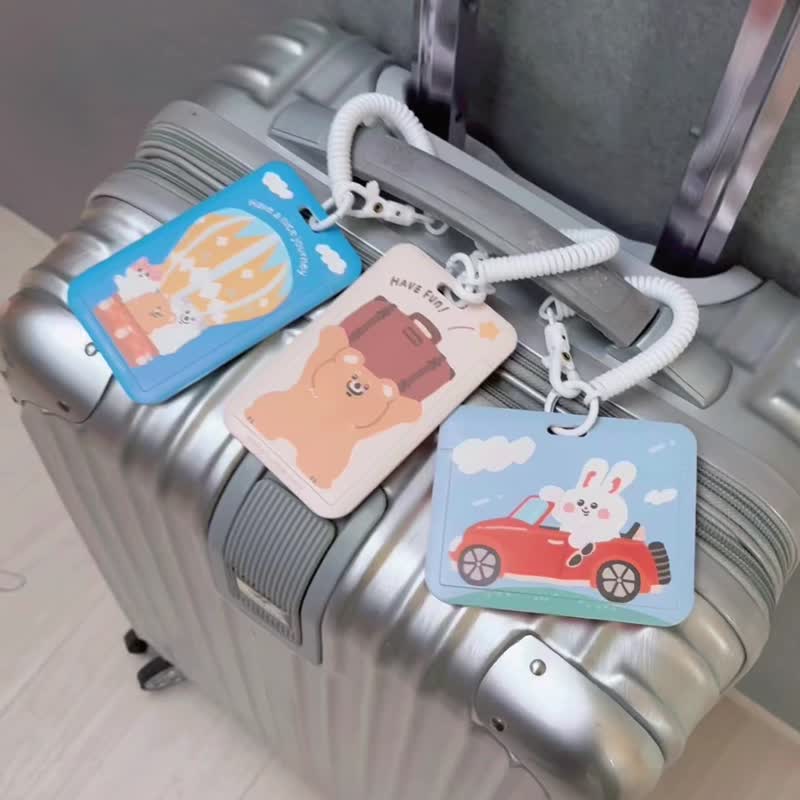 Mori Ou Illustration Convertible Rabbit Luggage Tag Identification Tag School Bag Tag Document Set Lanyard Horizontal - ป้ายสัมภาระ - พลาสติก 