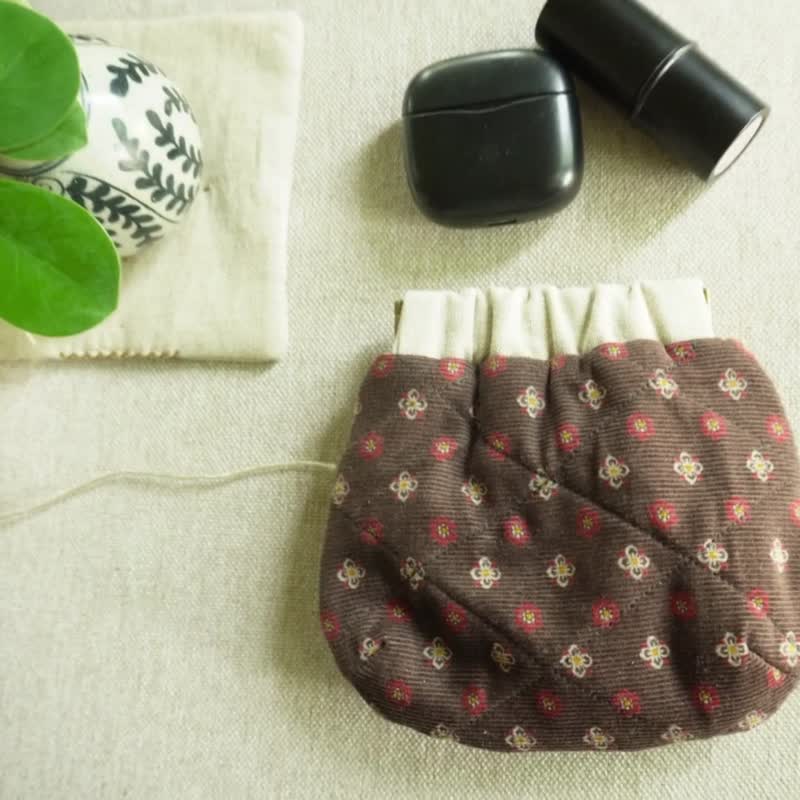 Lii- snap bags - 零錢包/小錢包 - 棉．麻 咖啡色