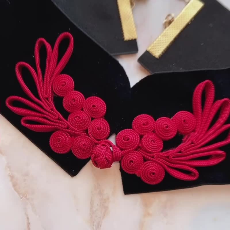 九雀 / チャイナボタンのチョーカー　SV361 - チョーカー - ポリエステル ブラック