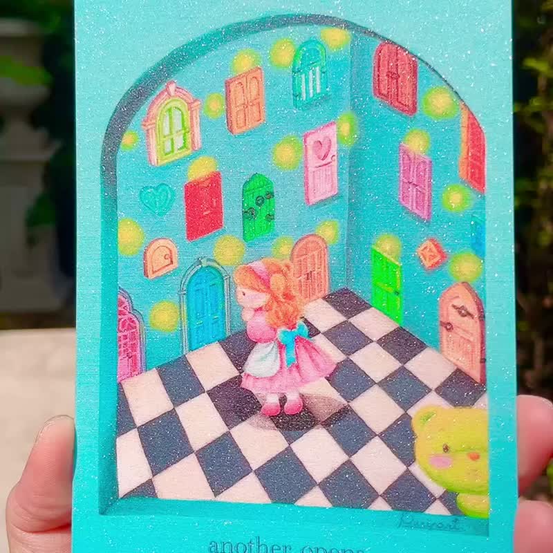 The Door l Glitter Postcard - 卡片/明信片 - 紙 多色