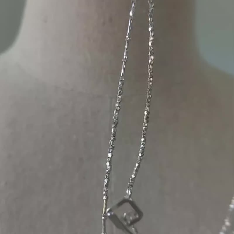 3way カレンシルバーロングネックレス / 菱形マンテル - 項鍊 - 純銀 銀色