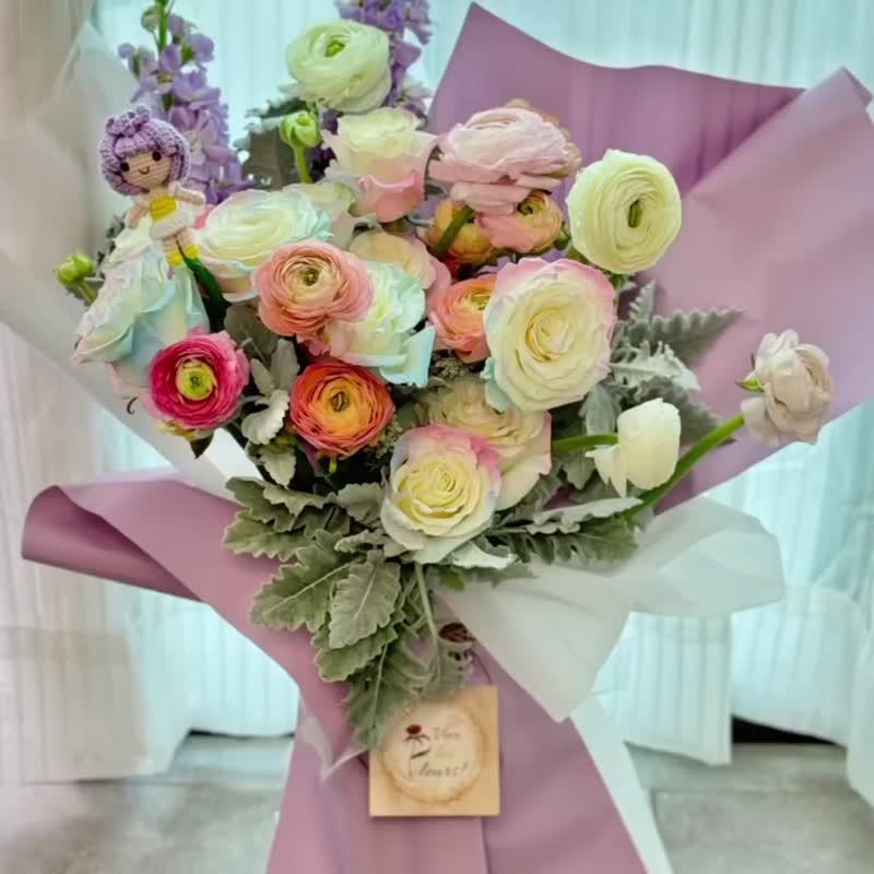 【Anniversary Bouquet】Imported Rose Small Peony Flower Bouquet Mermaid in the Lilac Sea - Plants - Plants & Flowers Multicolor