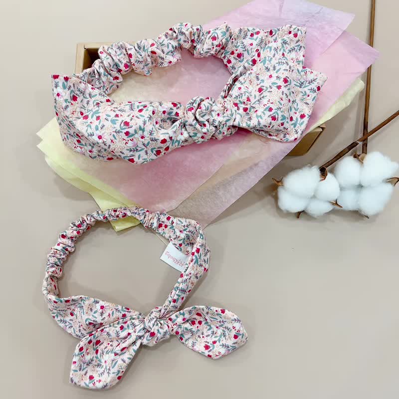 Little Flower parent-child hair accessories set - หมวกเด็ก - ผ้าฝ้าย/ผ้าลินิน สึชมพู