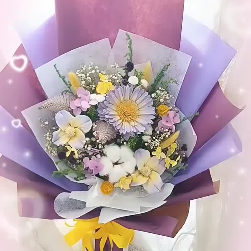 紫色情緣(花束).淡紫色系.乾燥花.永生花.情人節.生日花禮 - 乾燥花/永生花 - 植物．花 紫色