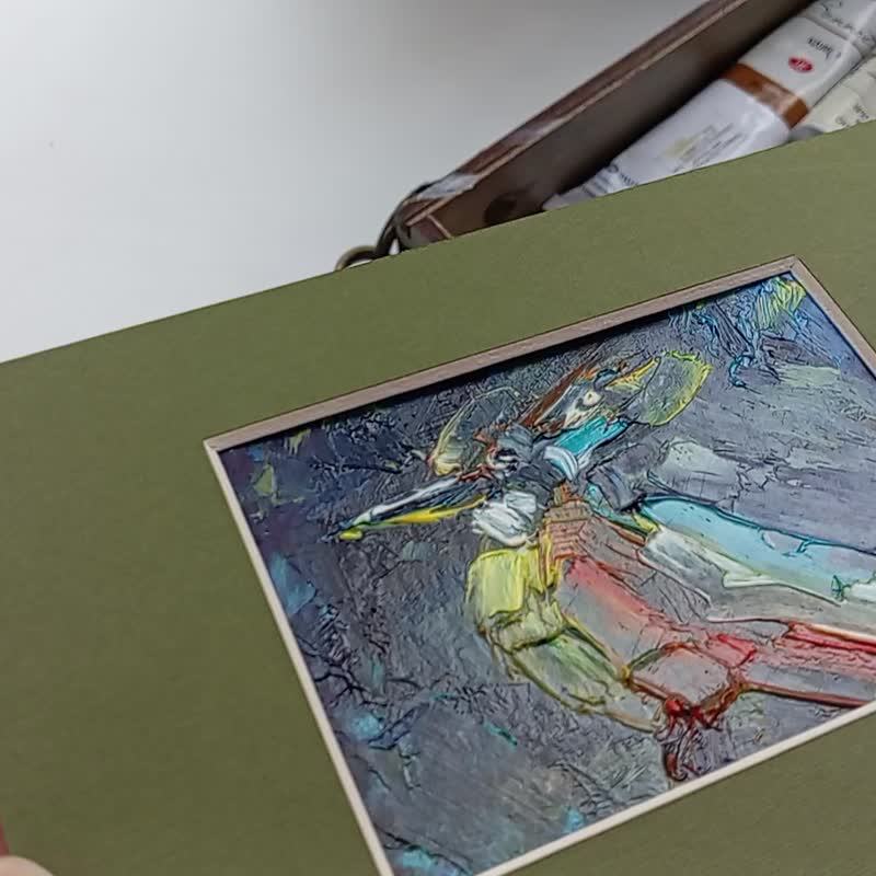 ACEO Original Art Oil Painting Bird. Collectible Miniature Painting 2.5x3.5 inch - 壁貼/牆壁裝飾 - 紙 多色