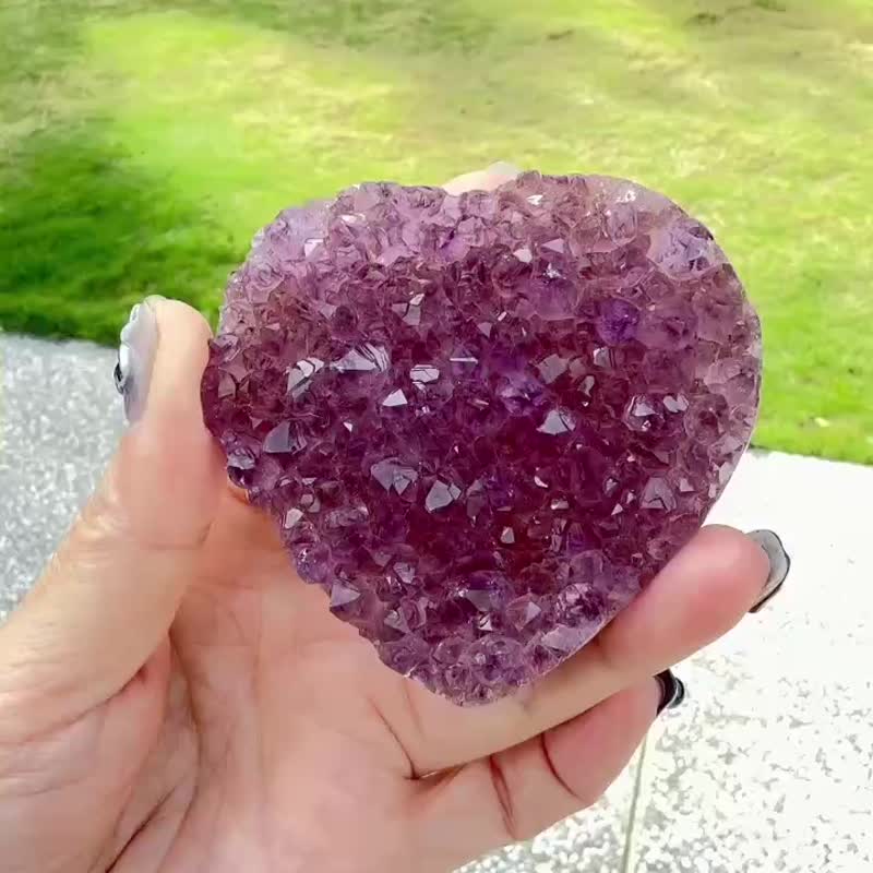 心願能量愛心系列3/紫紅水晶愛心 — 貴人 / 智慧 / 桃花 - 其他 - 水晶 