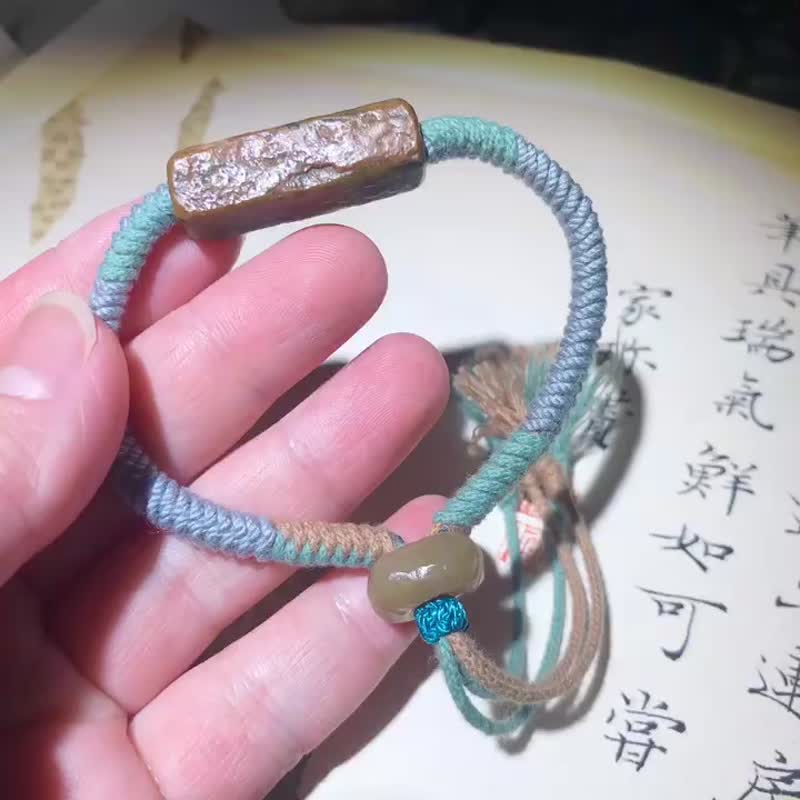 Hetian Jade Jasper Vintage Weathered Strings - สร้อยข้อมือ - เครื่องเพชรพลอย 