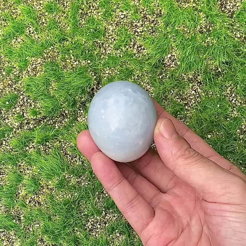 天然天青石橢形藍水晶擺件-辦公室 居家 療癒擺件 - 其他 - 水晶 藍色