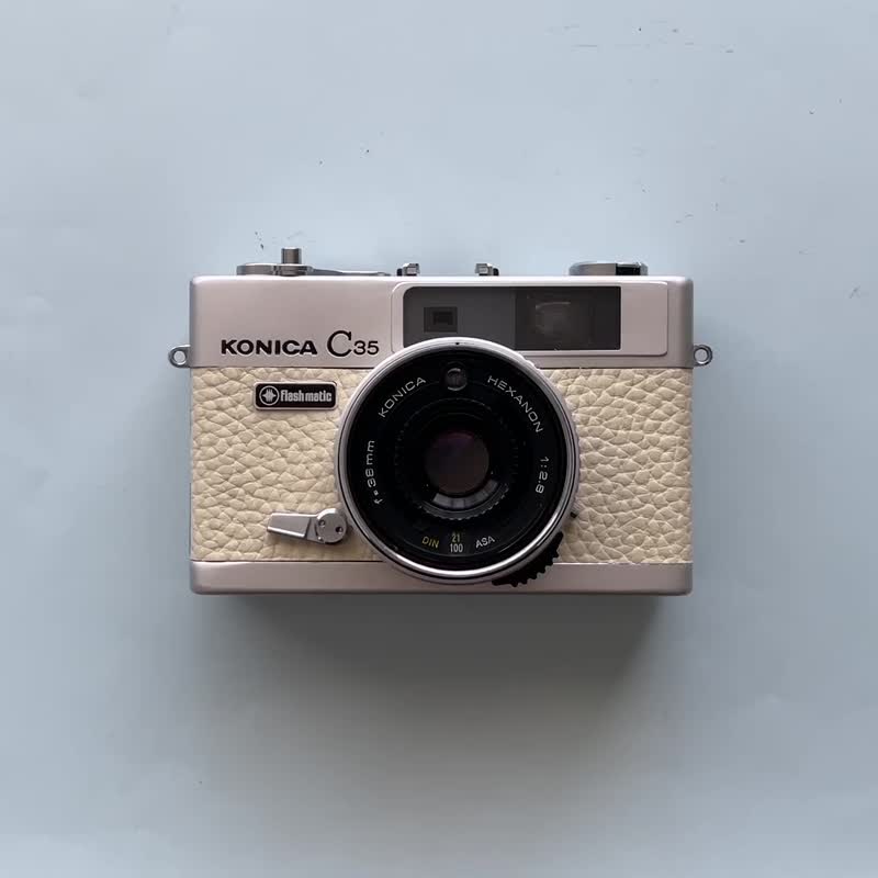 【整修試拍 可正常使用】Konica C35 35mm 底片相機－象牙白 - 相機/拍立得/底片相機 - 其他金屬 白色