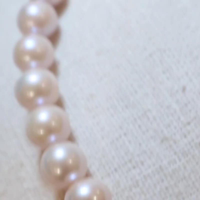 9.5-10mm natural freshwater pearl-natural light pink purple-necklace - สร้อยคอ - ไข่มุก สึชมพู