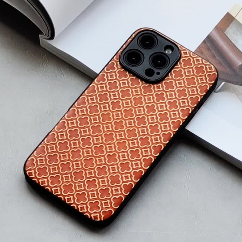 柿柿如意|頭層牛皮iphone16pro手機殼15plus保護皮套14蘋果13防摔 - 手機殼/手機套 - 真皮 多色
