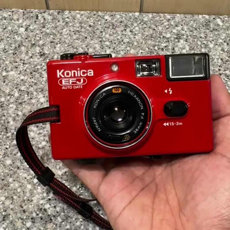 135 film Konica EFJ Auto Date red film camera point-and-shoot camera - กล้อง - พลาสติก สีแดง