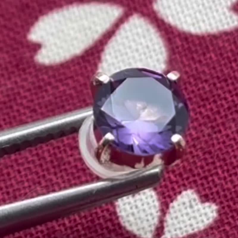 k10ゴールド/桜 ピアス/アメジスト/天然石/日本製/送料無料 - 耳環/耳夾/耳骨夾 - 貴金屬 金色