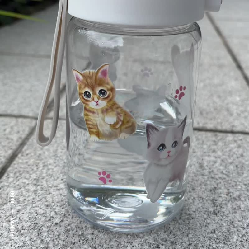 夏日必備可愛小貓咪水樽 - 水壺/水瓶 - 塑膠 