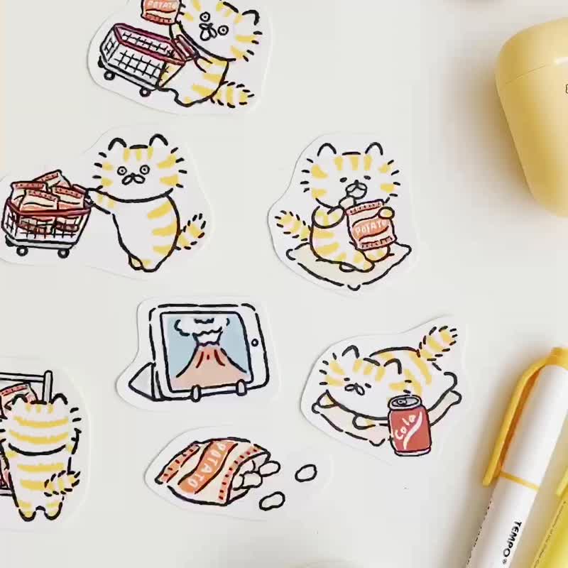 Meow Eating Snacks Sticker Pack - Stickers - Paper Yellow