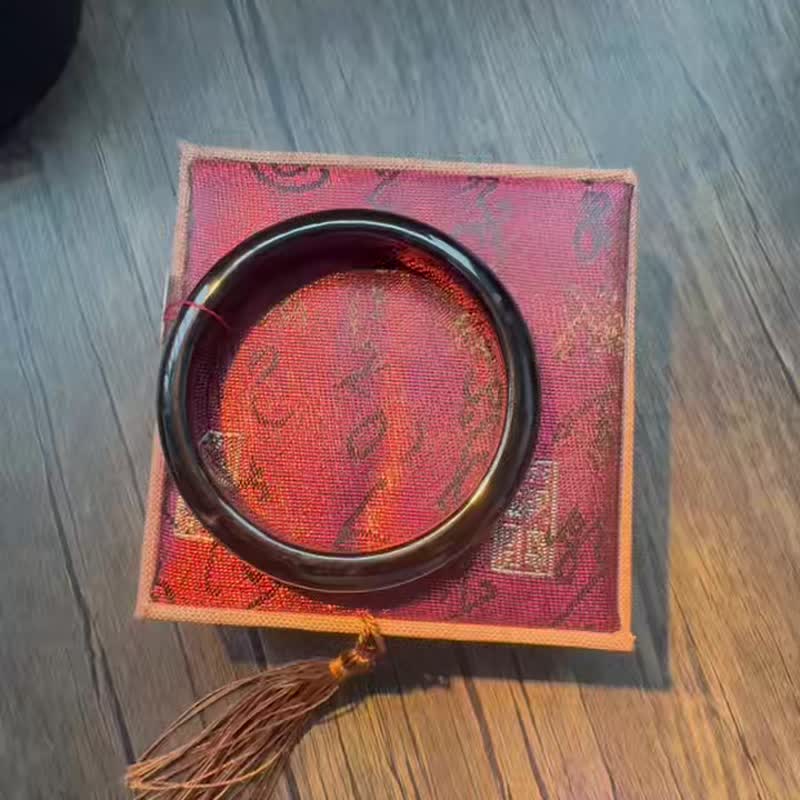 巴西黑瑪瑙手鐲天然石手環禮盒裝 - 手鍊/手環 - 半寶石 黑色