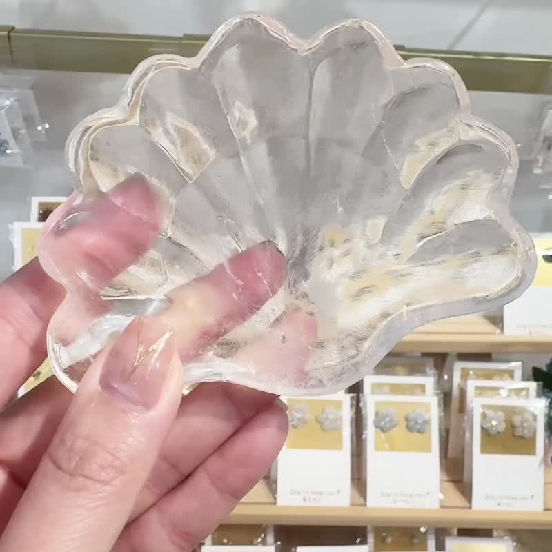 A天然白水晶貝殼花花盤型消磁盤淨化磁場水晶消磁板薄平面加大 - 擺飾/家飾品 - 水晶 透明