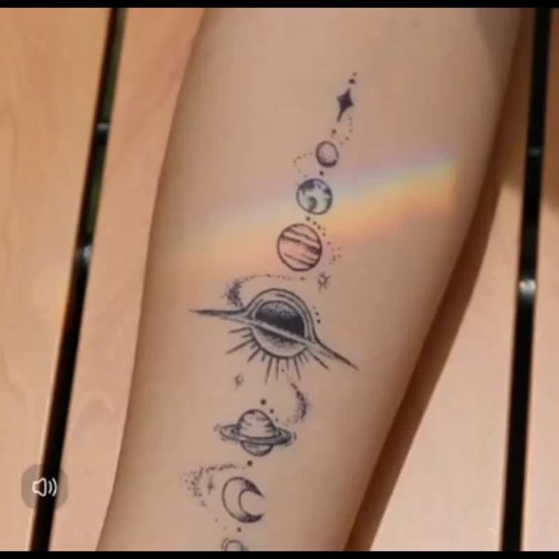 Free shipping to Hong Kong, Macao and Taiwan for 2 pieces [Milky Way Falling Nine Heavens] Just like the real thing, herbal tattoo stickers are waterproof - Temporary Tattoos - Paper Multicolor