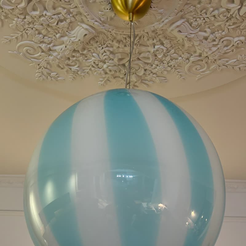 Hand Blown Glass Globe Pendant Light D40cm (15.7inch), Glass Globe Ceiling Light - 燈具/燈飾 - 玻璃 藍色