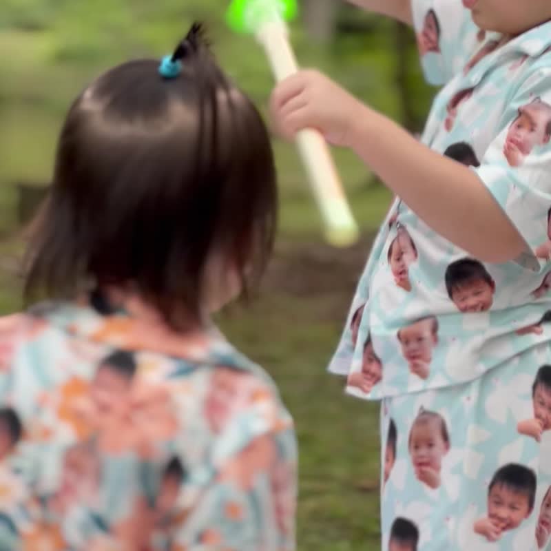 【客製化】 親子裝 家庭裝 白鳥款頭像睡衣 - 睡衣/居家服 - 其他人造纖維 