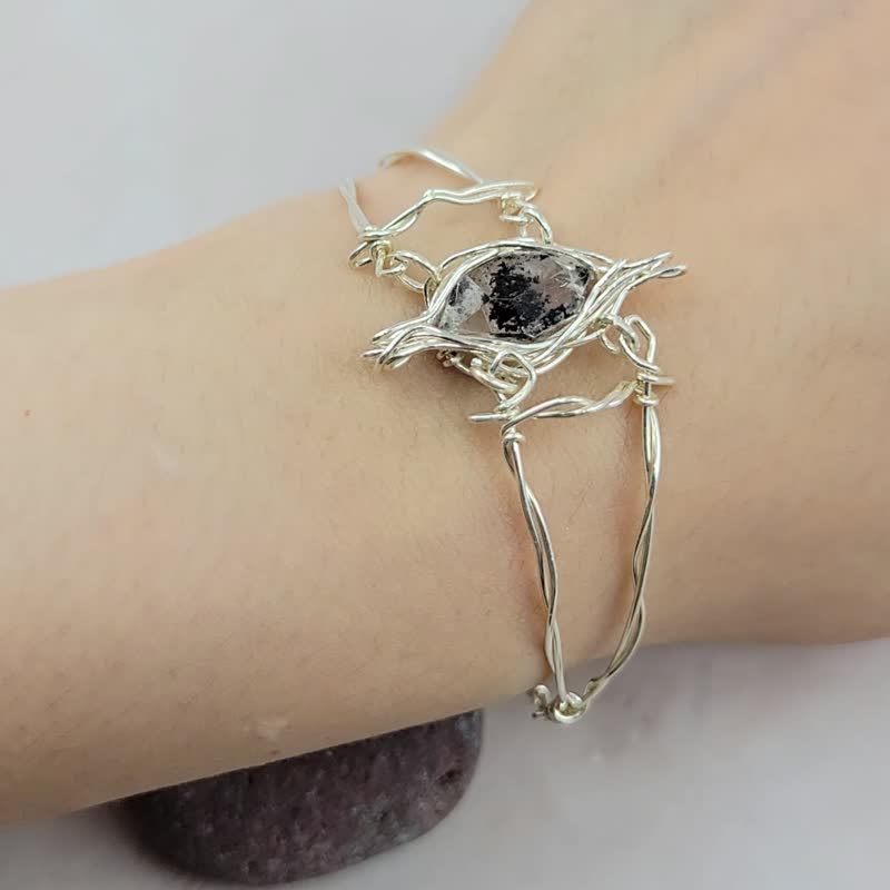 American Shining Diamond Gothic style 999 sterling silver hand-wound bracelet - สร้อยข้อมือ - คริสตัล 