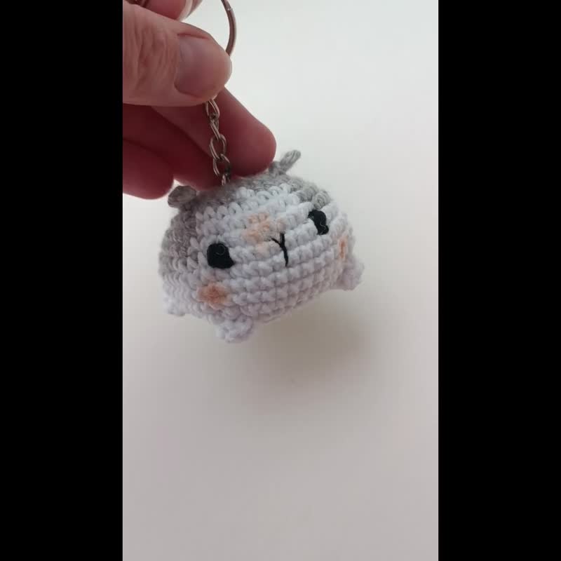 白猫钥匙扣手工棉线定制 - 鑰匙圈/鑰匙包 - 棉．麻 白色
