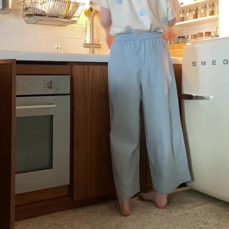 purrniture cat pants : pastel blue - 男長褲/休閒褲 - 聚酯纖維 藍色