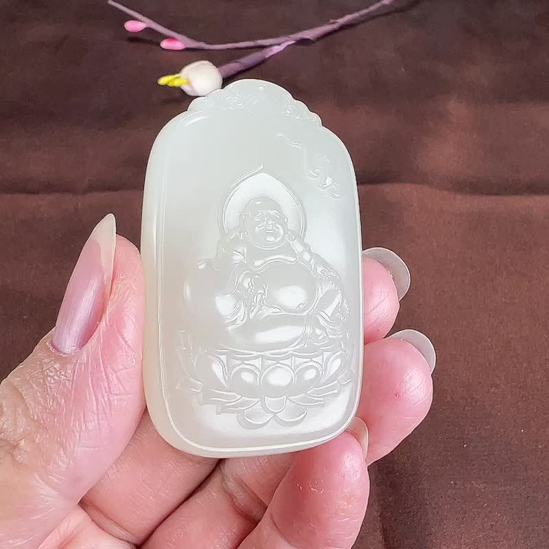 秒殺價天然新疆和田玉羊脂玉彌勒佛吊墜 玉質細膩溫潤 色澤柔和 - 吊飾/掛飾 - 玉石 
