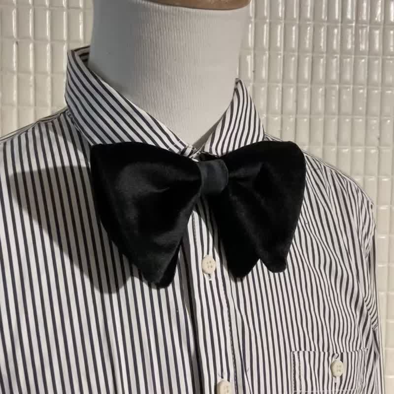 黑棉絨 垂墜式大領結 Bow Ties - 領帶/領帶夾 - 棉．麻 黑色