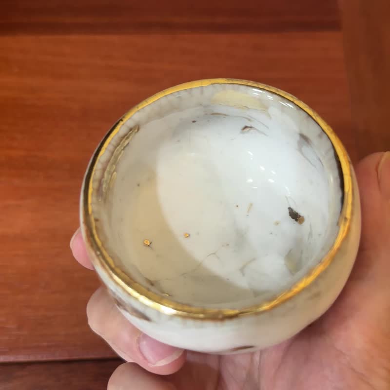 白志野垂釉鎏金杯-余華宇老師手作-容量約80cc - 茶壺/茶杯/茶具 - 陶 