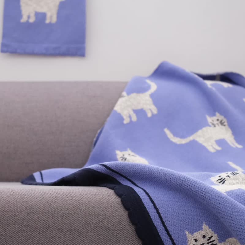 Soft and skin-friendly cotton cat blanket, suitable for children and adults, throw blanket, sofa blanket, winter home product - Blankets & Throws - Cotton & Hemp 